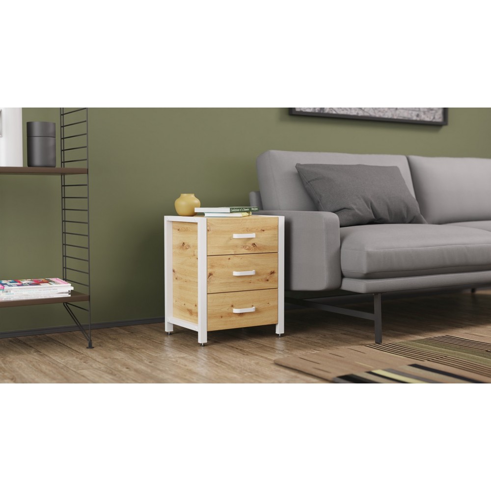 Тумба универсальная Ferrum-decor Вивьен 3 50x41x40 белый ДСП Дуб Артизан 16мм (FRD-106871)