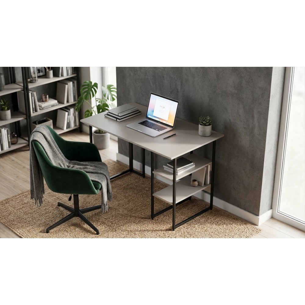 Стол письменный Кевин Ferrum-decor 75x120x70 Черный металл ДСП Кашемир 16 мм (FRD-108141)