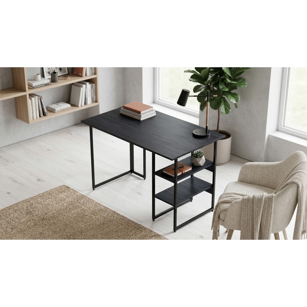 Стол письменный Кевин Ferrum-decor 75x140x70 Черный металл ДСП Каштан Арвадонна 16 мм (FRD-108111)
