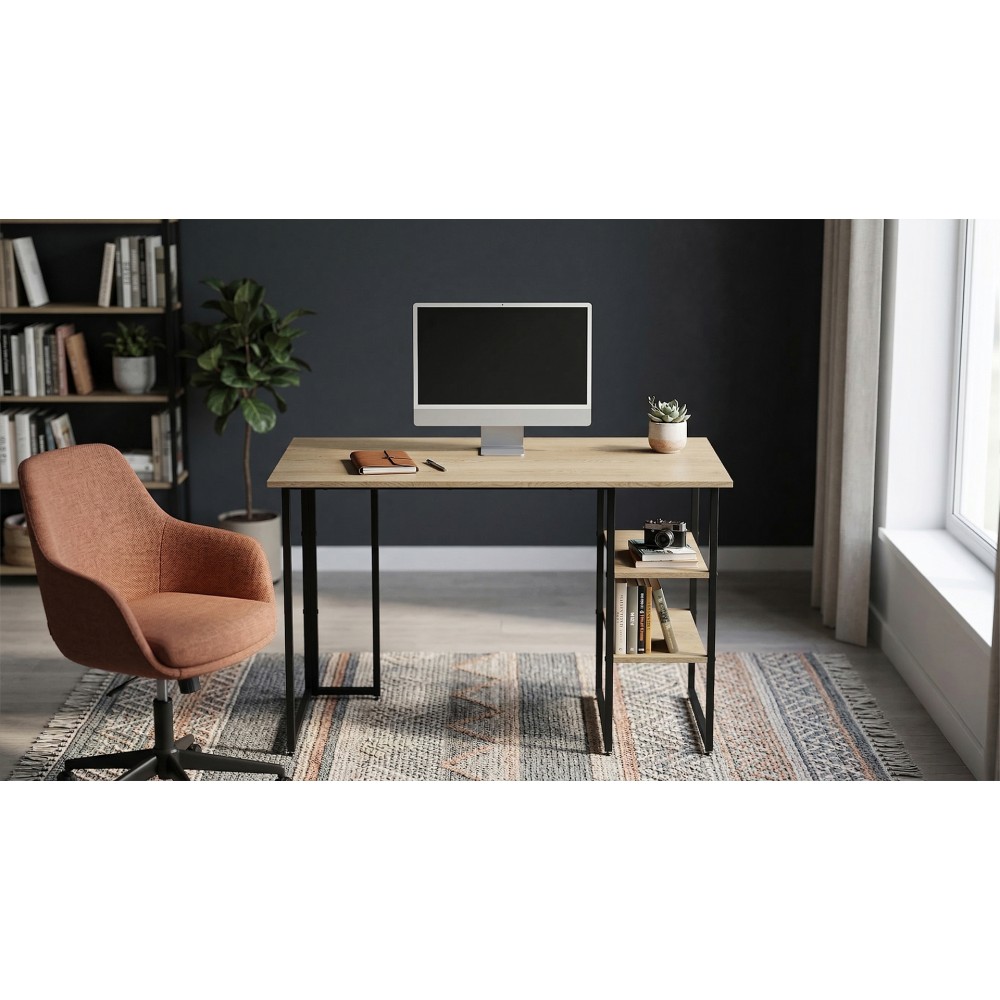Стол письменный Кевин Ferrum-decor 75x100x70 Черный металл ДСП Дуб Кремона Торро 16 мм (FRD-108171)
