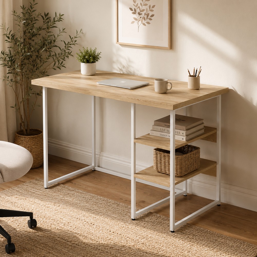 Стол письменный Кевин Ferrum-decor 75x120x70 Белый металл ДСП Дуб Кремона Торро 32 мм (FRD-108181)