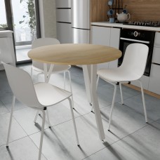Круглий стіл MARSI 3 870-3 Ferrum-decor 750x870x870 Білий метал ДСП Дуб Кремона Торро 16 мм (FRD-107521)