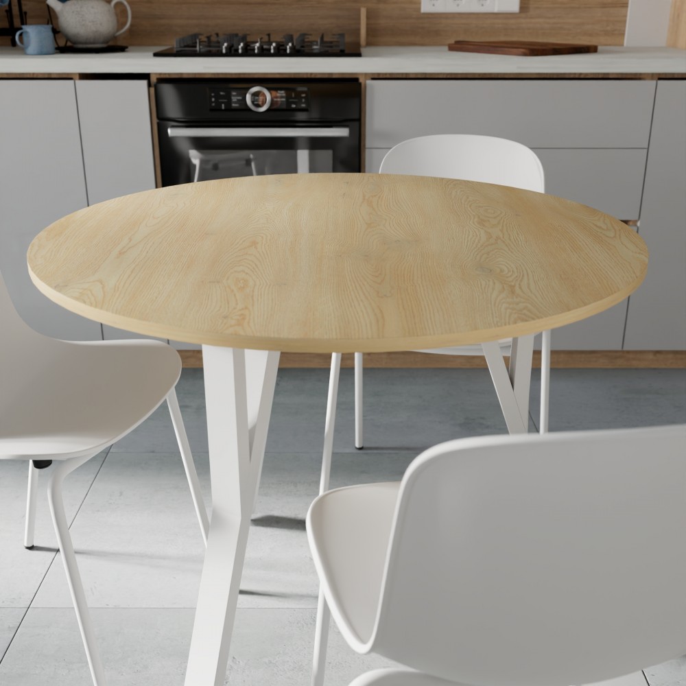 Круглий стіл MARSI 3 870-3 Ferrum-decor 750x870x870 Білий метал ДСП Дуб Кремона Торро 16 мм (FRD-107521)
