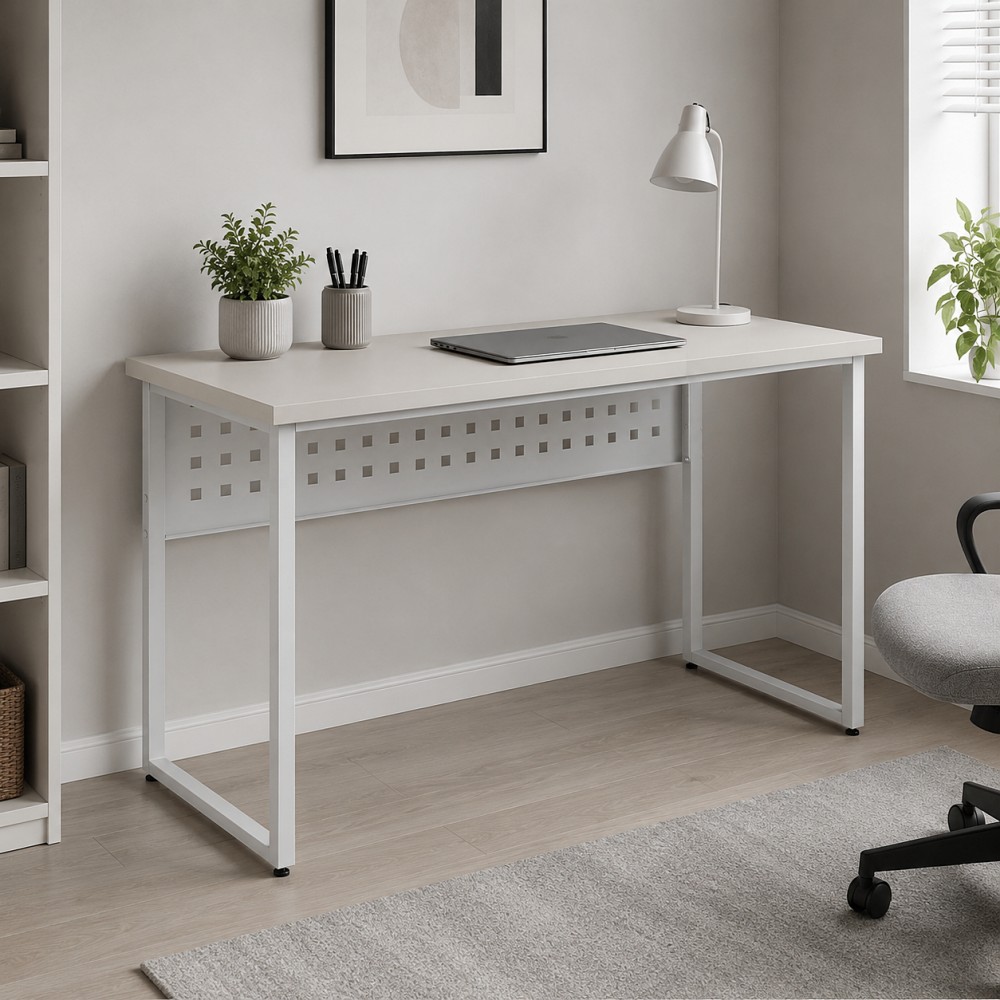 Стол письменный Майк Ferrum-decor 75x100x60 Белый металл ДСП Кашемир 32 мм (FRD-108301)