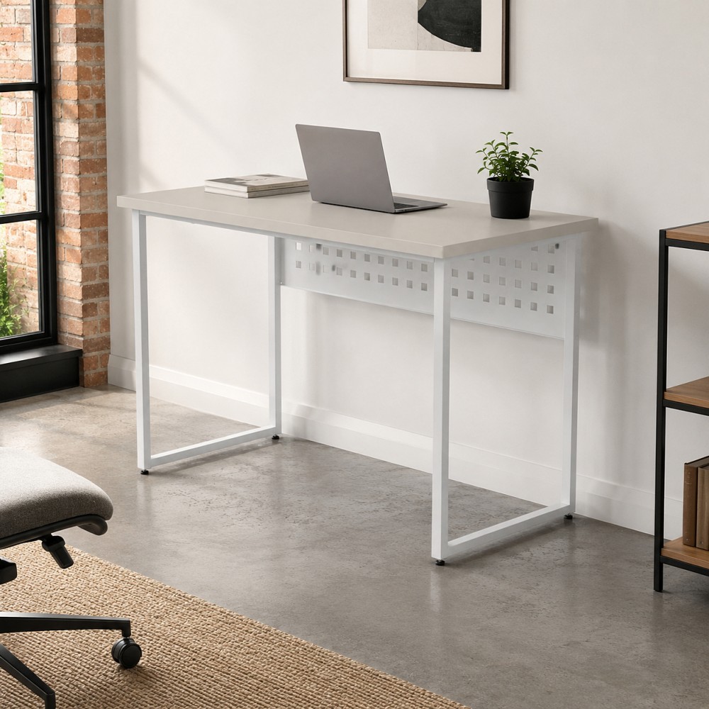 Стол письменный Майк Ferrum-decor 75x100x60 Белый металл ДСП Кашемир 32 мм (FRD-108301)