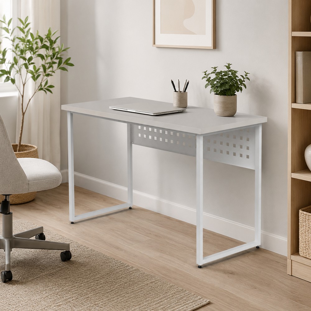 Стол письменный Майк Ferrum-decor 75x100x60 Белый металл ДСП Кашемир 32 мм (FRD-108301)