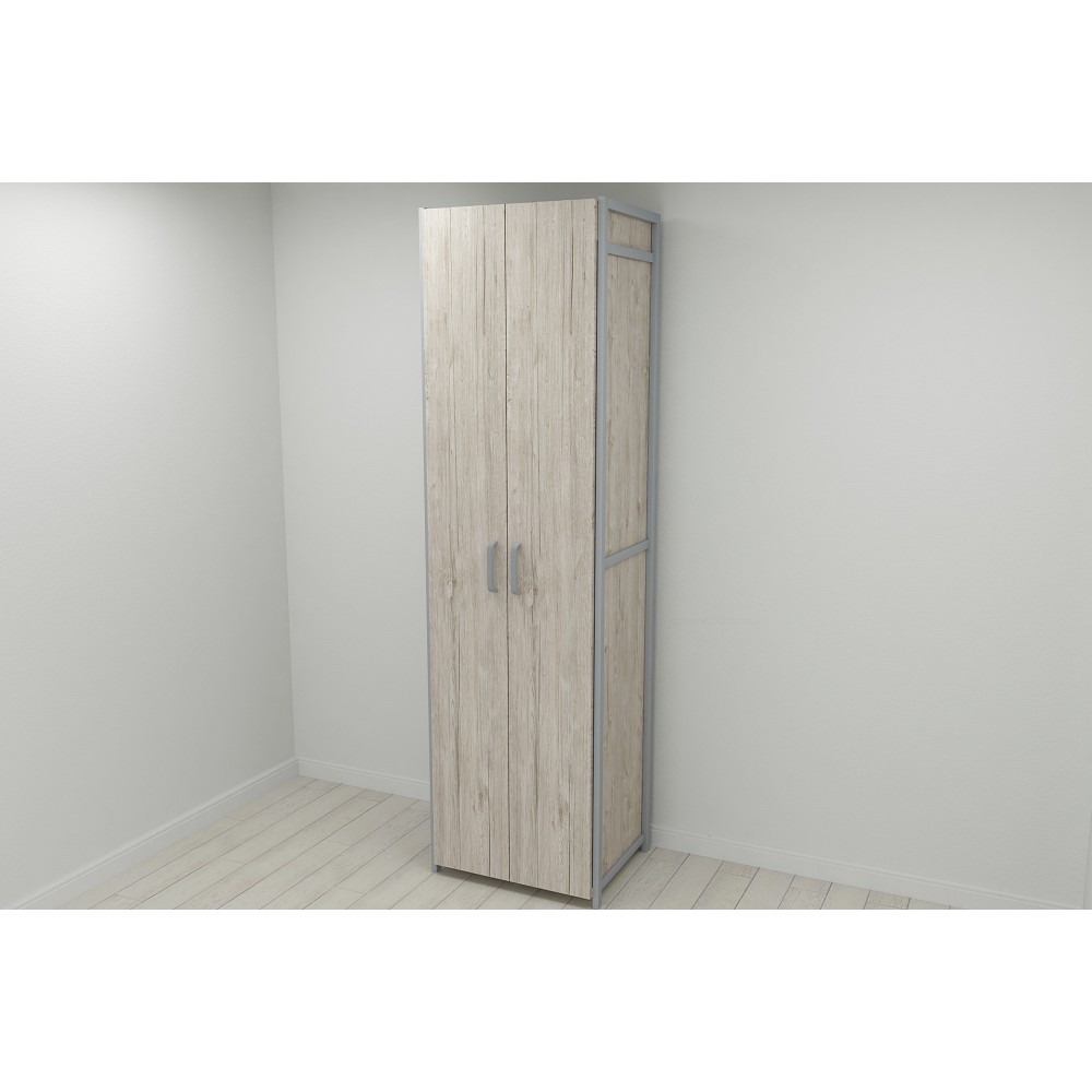Шафа Гардероб Уні секція 6 серії Конект Ferrum-decor 220x60x50 см Сірий метал ДСП Дуб Сан-Марино 16 мм (FRD-106911)
