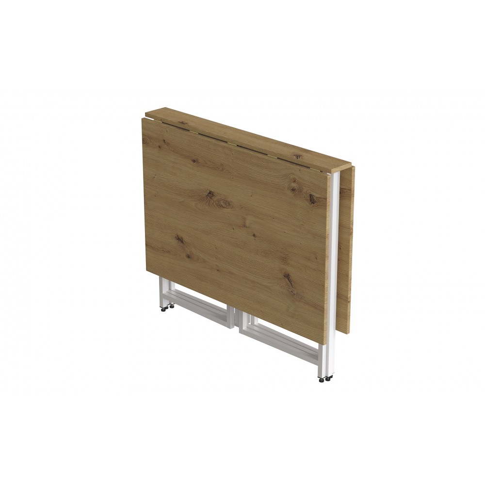 Розкладний стіл-трансформер книжка Моріс 3 Ferrum-decor 75x130x90 Білий метал ДСП Дуб Артизан 16 мм (FRD-107421)