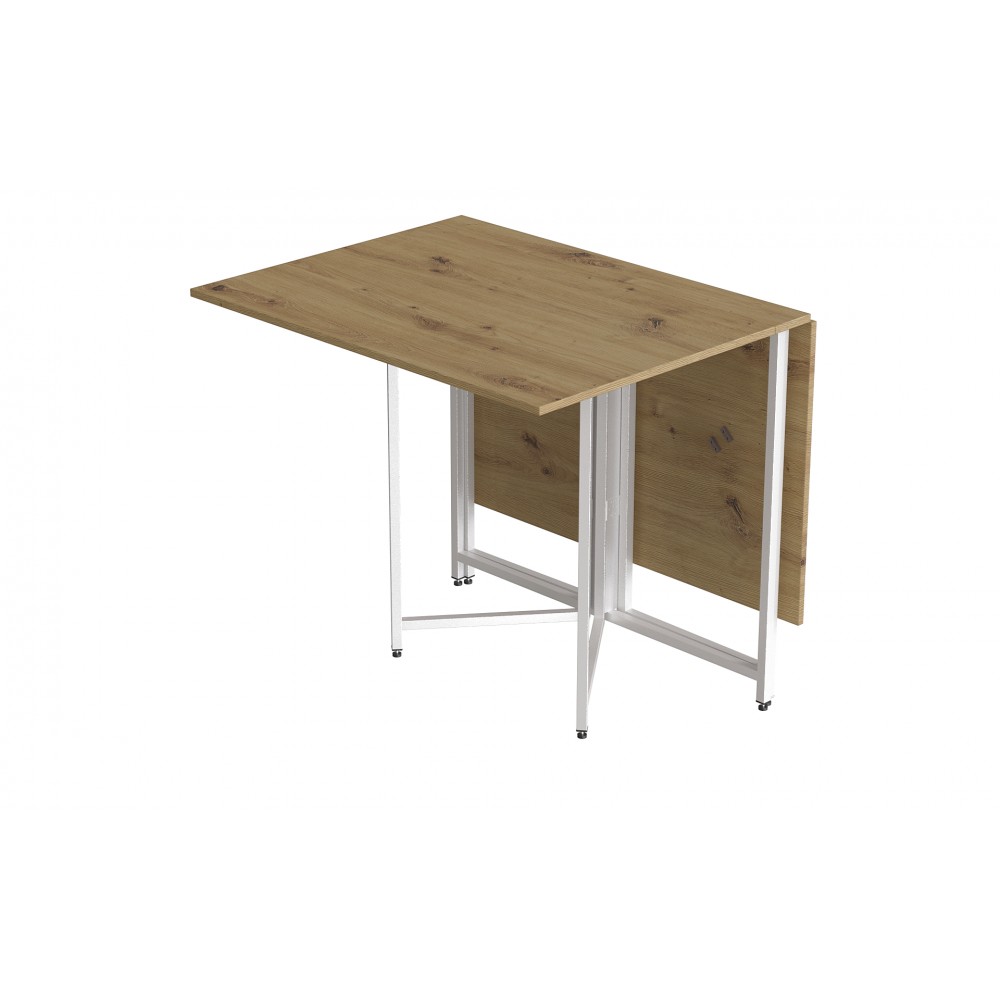 Розкладний стіл-трансформер книжка Моріс 3 Ferrum-decor 75x130x90 Білий метал ДСП Дуб Артизан 16 мм (FRD-107421)