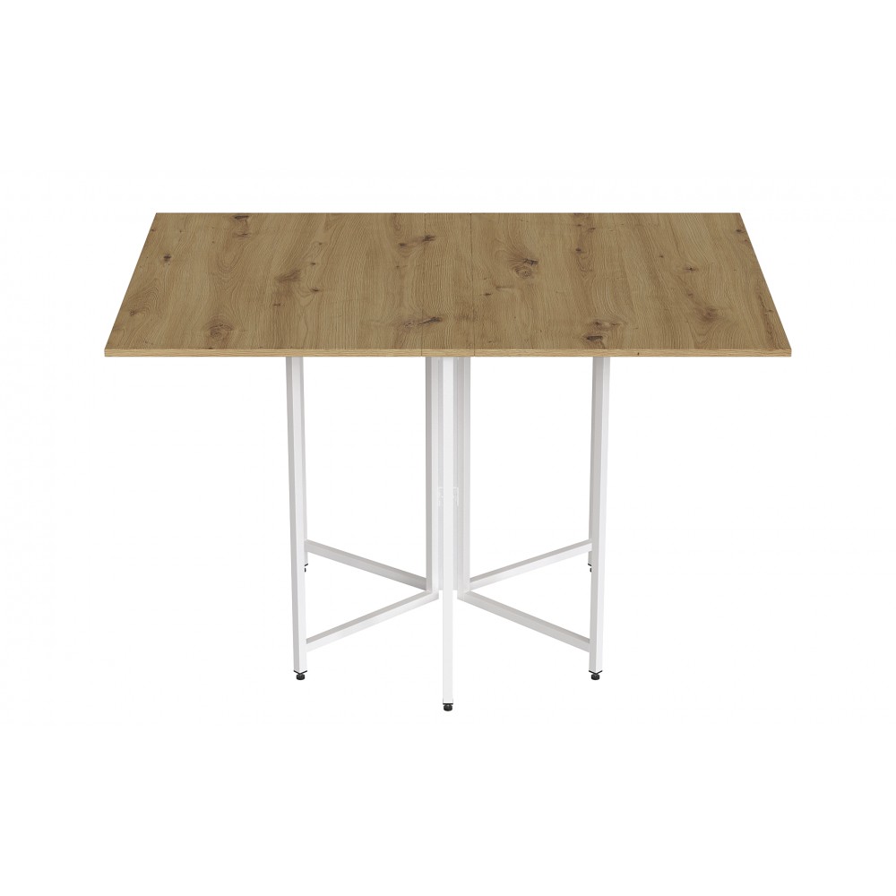 Розкладний стіл-трансформер книжка Моріс 3 Ferrum-decor 75x130x90 Білий метал ДСП Дуб Артизан 16 мм (FRD-107421)