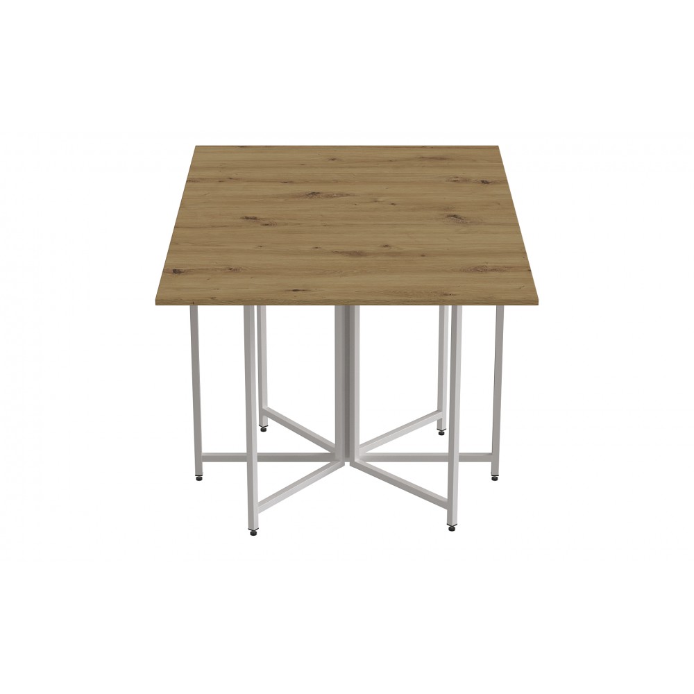 Розкладний стіл-трансформер книжка Моріс 3 Ferrum-decor 75x130x90 Білий метал ДСП Дуб Артизан 16 мм (FRD-107421)