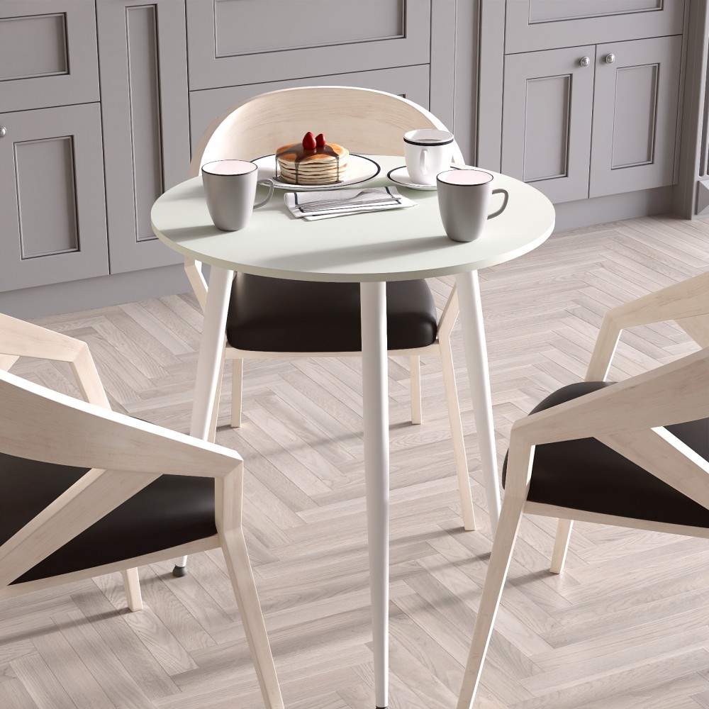Круглий стіл OPTIMA 3 ніжки конусні Ferrum-decor 750x670x670 Білий метал ДСП Кашемір 16 мм (FRD-107561)