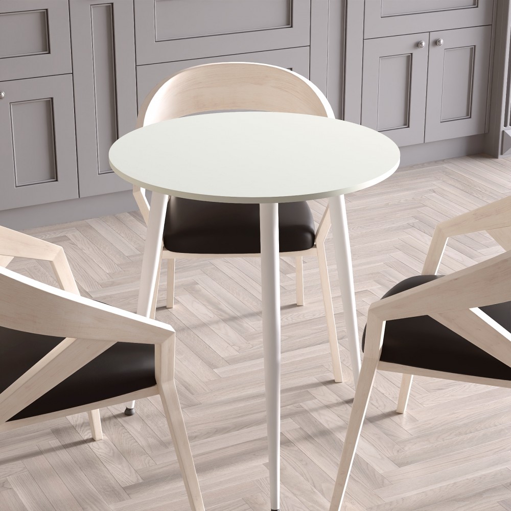 Круглий стіл OPTIMA 3 ніжки конусні Ferrum-decor 750x670x670 Білий метал ДСП Кашемір 16 мм (FRD-107561)