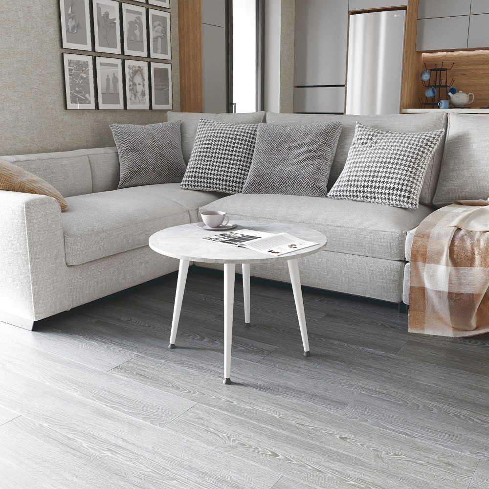 Журнальний круглий стіл OPTIMA 2 ніжки конусні Ferrum-decor 450x670x670 Білий метал ДСП Бетон 16 мм (FRD-107481)