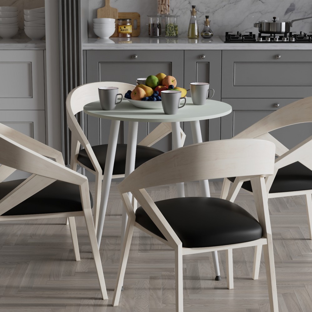 Круглий стіл OPTIMA 4 ніжки конусні Ferrum-decor 750x670x670 Білий метал ДСП Кашемір 16 мм (FRD-107571)