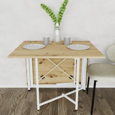 Обідній стіл трансформер книжка Оріон Pro Ferrum-decor 75x152x90 Білий метал ДСП Дуб Артизан 16 мм (FRD-107411)