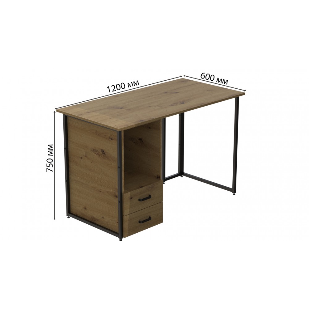 Компьютерный стол Ferrum-decor Отто 76x120x60 черный ДСП Дуб Артизан 32мм (FRD-107021)
