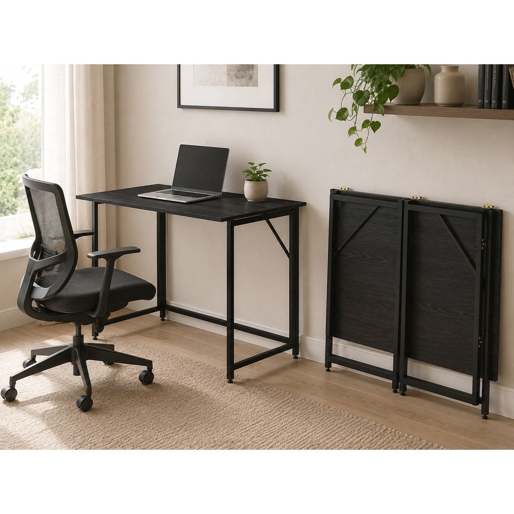 Стол трансформер раскладной Слай Ferrum-decor 75x100x60 Черный металл ДСП Каштан Арвадонна 16 мм (FRD-107821)