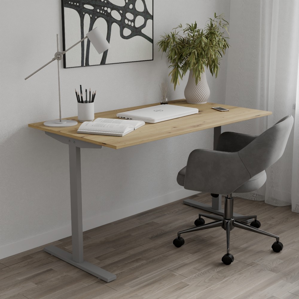 Стол письменный Space Ferrum-decor 750x1400x700 Серый металл ДСП Дуб Артизан 16 мм (FRD-107991)