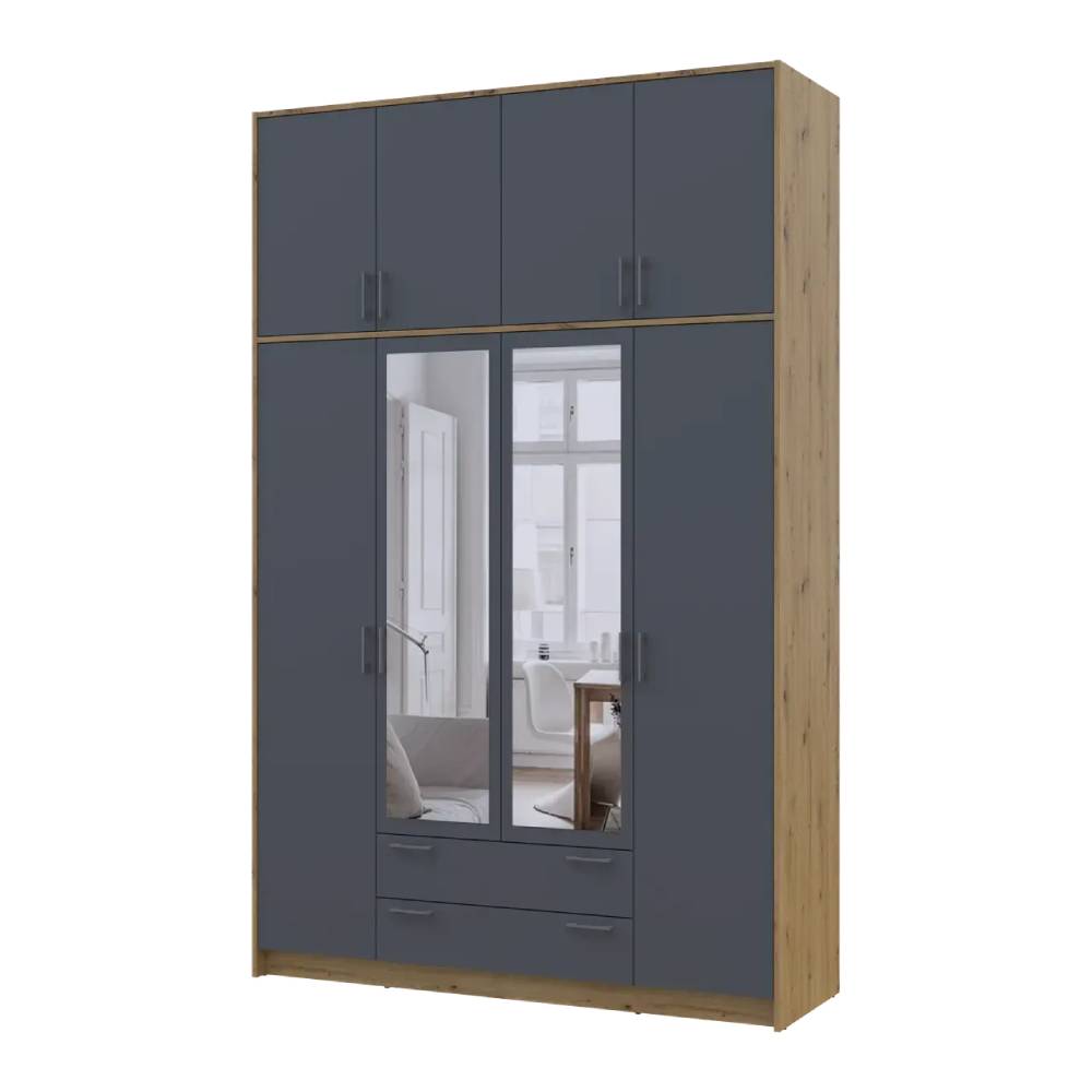 Антресоль висока Doros Ронді Дуб Артизан/Графіт 4 ДСП 160х52х65 (DRS-011907)