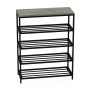 Полка для обуви Слайм 4 Ferrum-decor 820x630x260 Черный металл ДСП Бетон 16 мм (FRD-106840)