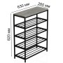 Полка для обуви Слайм 4 Ferrum-decor 820x630x260 Черный металл ДСП Бетон 16 мм (FRD-106840)