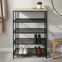 Полка для обуви Слайм 4 Ferrum-decor 820x630x260 Черный металл ДСП Бетон 16 мм (FRD-106840)