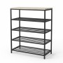 Полка для обуви Слайм 4 Ferrum-decor 820x630x260 Черный металл ДСП Бетон 16 мм (FRD-106840)