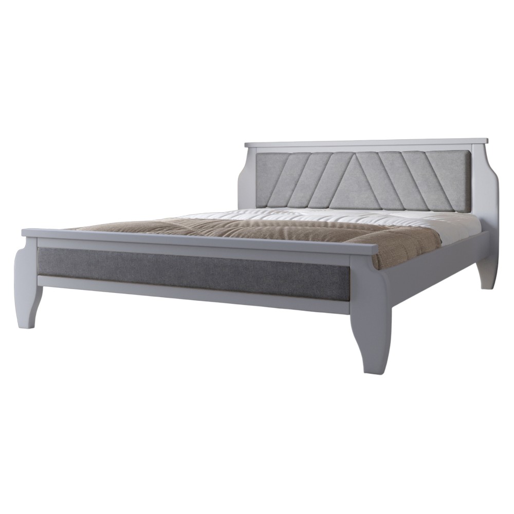 Полуторне дерев'яне ліжко Mebigrand Ліон М2 Світло-сірий (RAL-7040)/Аляска 93 (Сірий)120х190 см (MBG-23368)