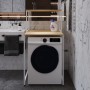 Стеллаж полка Бафрум 402 Ferrum-decor для стиральной машины 133,5x70,5x60,5 Белый металл ДСП Дуб Кремона Торро 16 мм (FRD-107592)