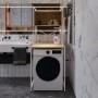 Стеллаж полка Бафрум 403 Ferrum-decor для стиральной машины 178x70,5x60,5 Белый металл ДСП Дуб Кремона Торро 16 мм (FRD-107602)