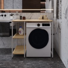 Стелаж-полиця Бафрум 405 Ferrum-decor для пральної машини 90x101x60,5 Білий метал ДСП Дуб Кремона Торро 16 мм (FRD-107622)
