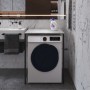 Стеллаж полка Бафрум 401 Ferrum-decor для стиральной машины 90x70,5x60,5 Черный металл ДСП Бетон 16 мм (FRD-107352)