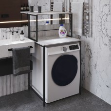 Стеллаж полка Бафрум 402 Ferrum-decor для стиральной машины 133,5x70,5x60,5 Черный металл ДСП Бетон 16 мм (FRD-107362)