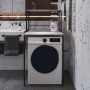 Стеллаж полка Бафрум 402 Ferrum-decor для стиральной машины 133,5x70,5x60,5 Черный металл ДСП Бетон 16 мм (FRD-107362)