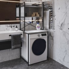 Стеллаж полка Бафрум 403 Ferrum-decor для стиральной машины 178x70,5x60,5 Черный металл ДСП Бетон 16 мм (FRD-107372)