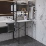 Стеллаж полка Бафрум 403 Ferrum-decor для стиральной машины 178x70,5x60,5 Черный металл ДСП Бетон 16 мм (FRD-107372)