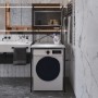 Стеллаж полка Бафрум 403 Ferrum-decor для стиральной машины 178x70,5x60,5 Черный металл ДСП Бетон 16 мм (FRD-107372)