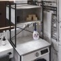 Стеллаж полка Бафрум 403 Ferrum-decor для стиральной машины 178x70,5x60,5 Черный металл ДСП Бетон 16 мм (FRD-107372)