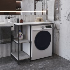 Стелаж-полиця Бафрум 405 Ferrum-decor для пральної машини 90x101x60,5 Чорний метал ДСП Бетон 16 мм (FRD-107392)