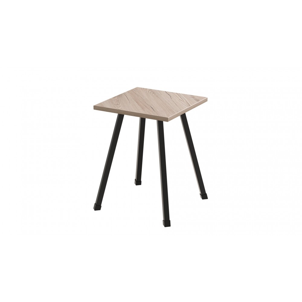 Табурет Ferrum-decor 430x320x320 Чорний метал ДСП Дуб Сан-Марино 16 мм (FRD-107312)