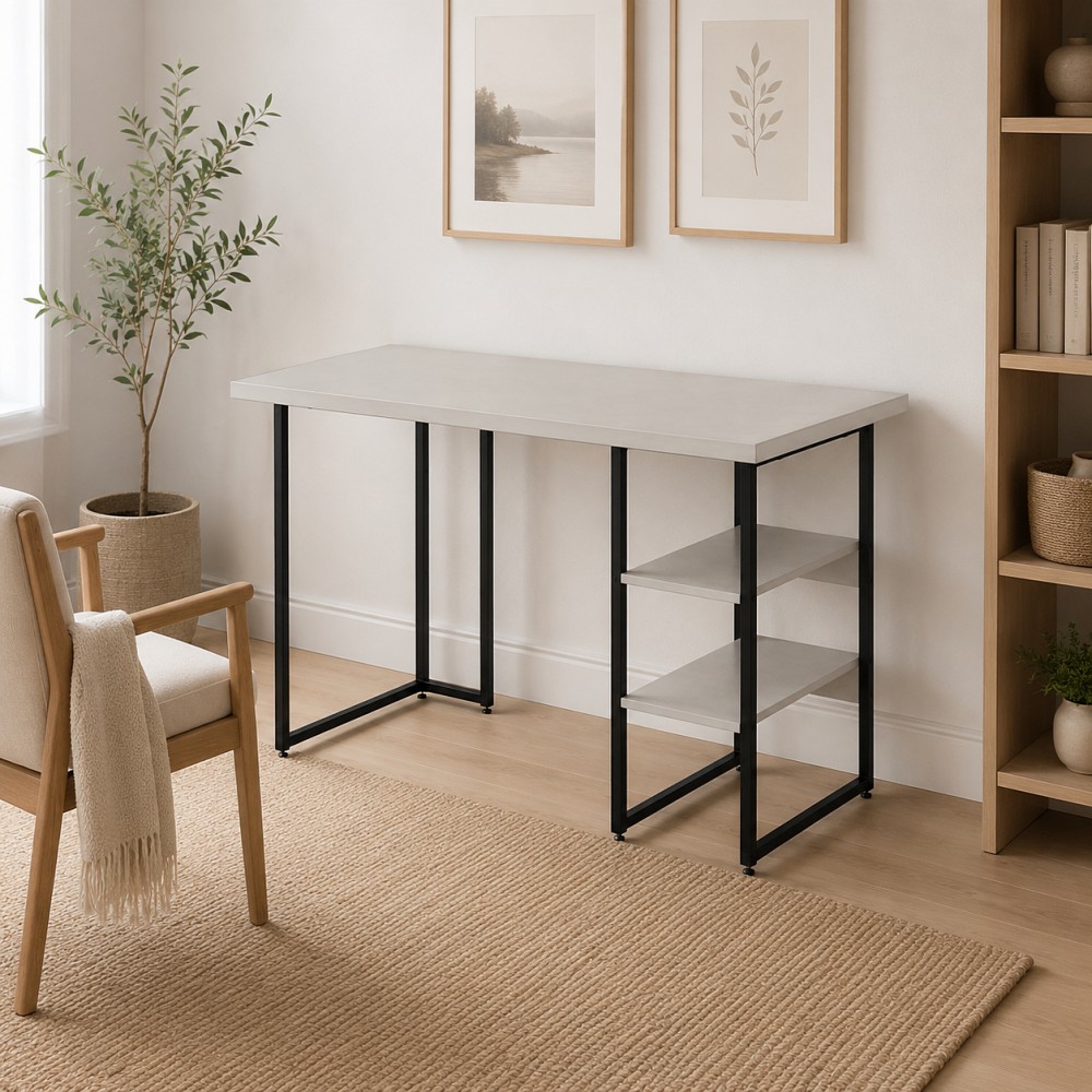 Стол письменный Кевин Ferrum-decor 75x140x60 Черный металл ДСП Кашемир 32 мм (FRD-108132)