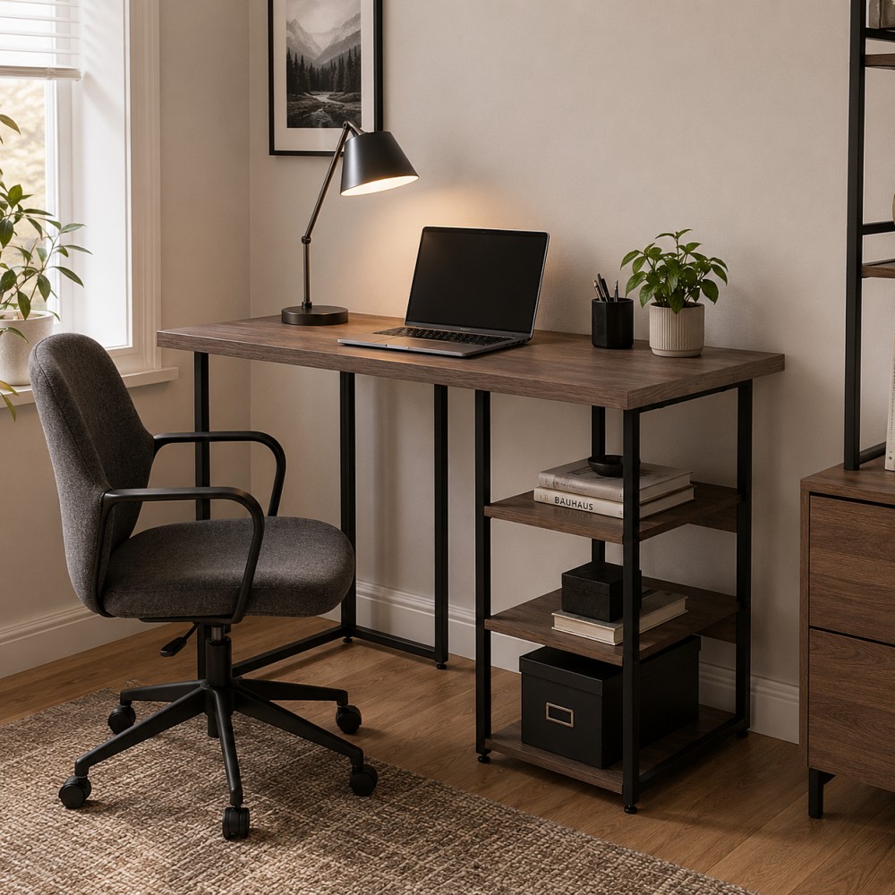 Стол письменный Кевин Ferrum-decor 75x100x60 Черный металл ДСП Дуб Кремона Канолло 32 мм (FRD-108012)