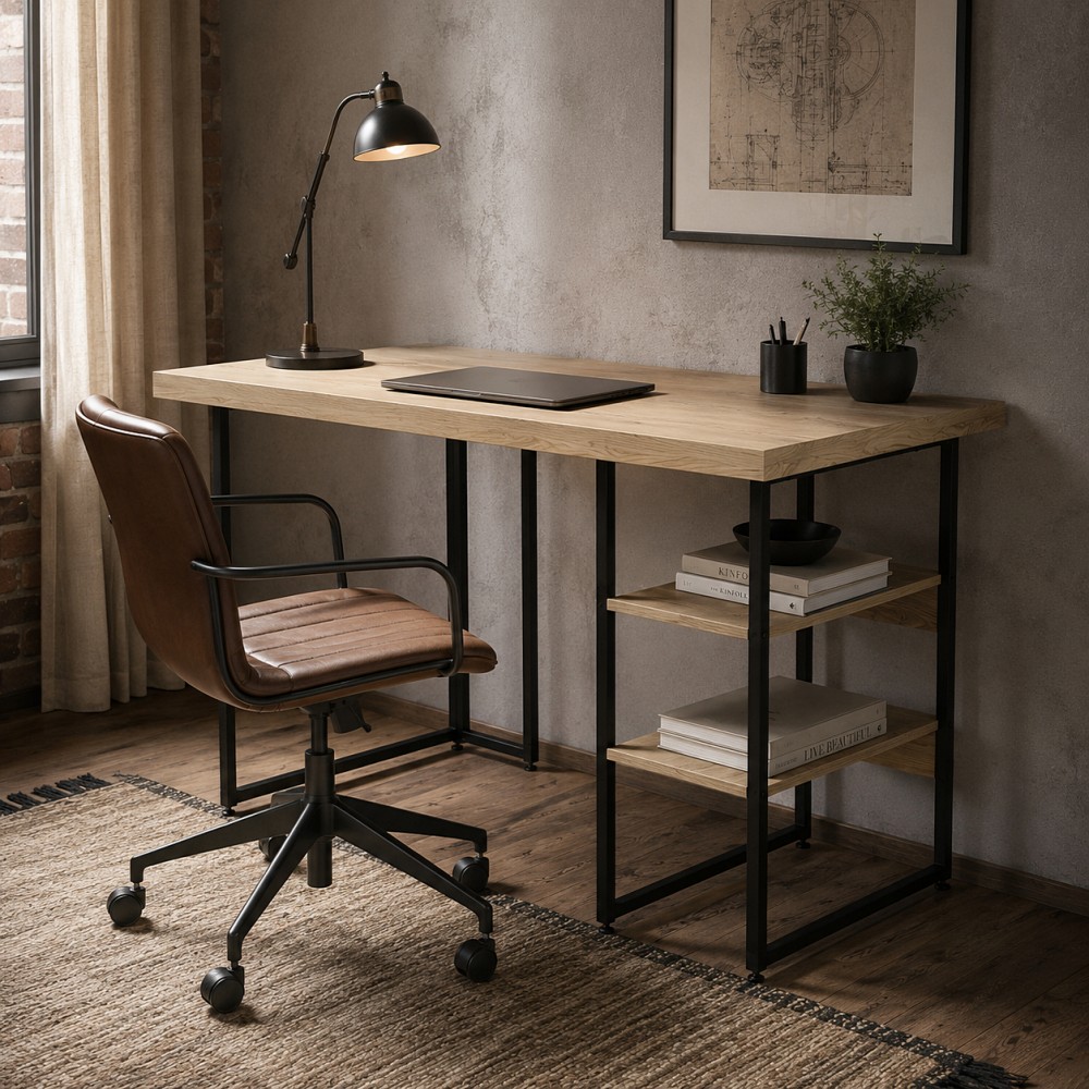 Стол письменный Кевин Ferrum-decor 75x120x60 Черный металл ДСП Дуб Кремона Торро 32 мм (FRD-108162)