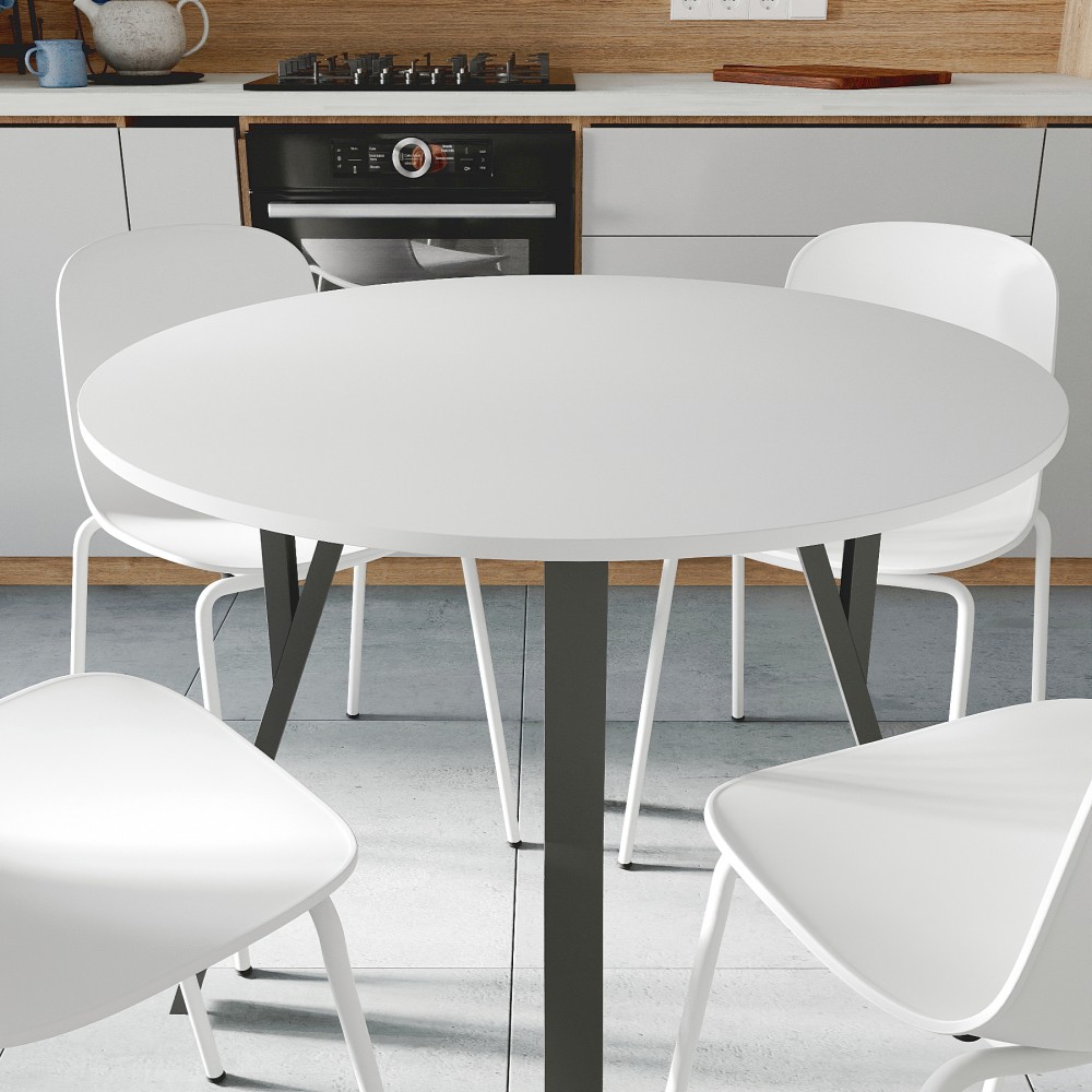 Стол круглый MARSI 4 870-4 ноги на конус Ferrum-decor 750x870x870 Черный металл ДСП Белый 16 мм (FRD-107432)