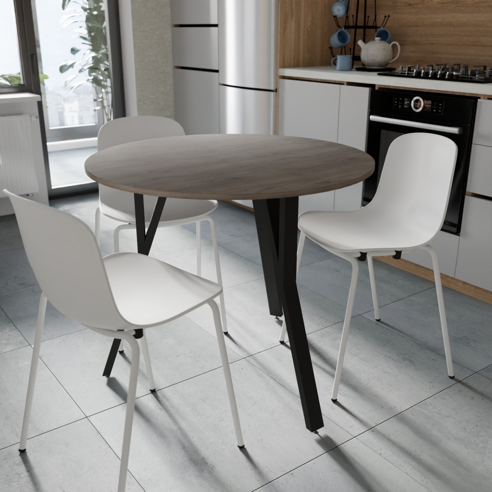 Круглий стіл MARSI 3 870-3 Ferrum-decor 750x870x870 Чорний метал ДСП Дуб Кремона Канолло 16 мм (FRD-107512)