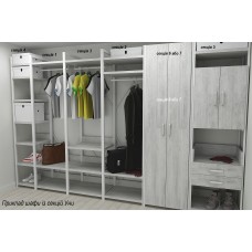 Шафа Гардероб Уні секція 4 серії Конект Ferrum-decor 220x40x50 см Білий метал ДСП Бетон 32 мм (FRD-106902)