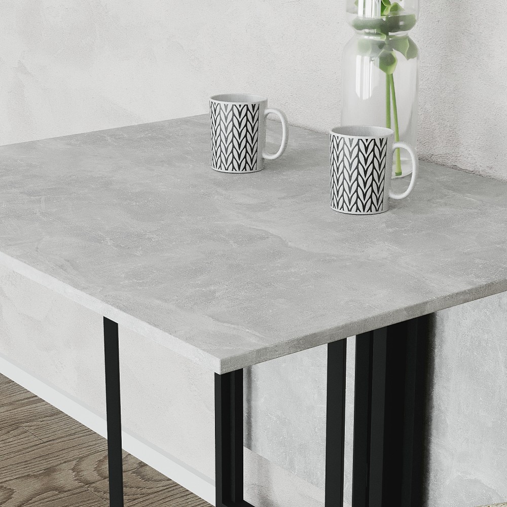 Розкладний стіл-трансформер книжка Моріс 3 Ferrum-decor 75x130x90 Чорний метал ДСП Бетон 16 мм (FRD-107412)