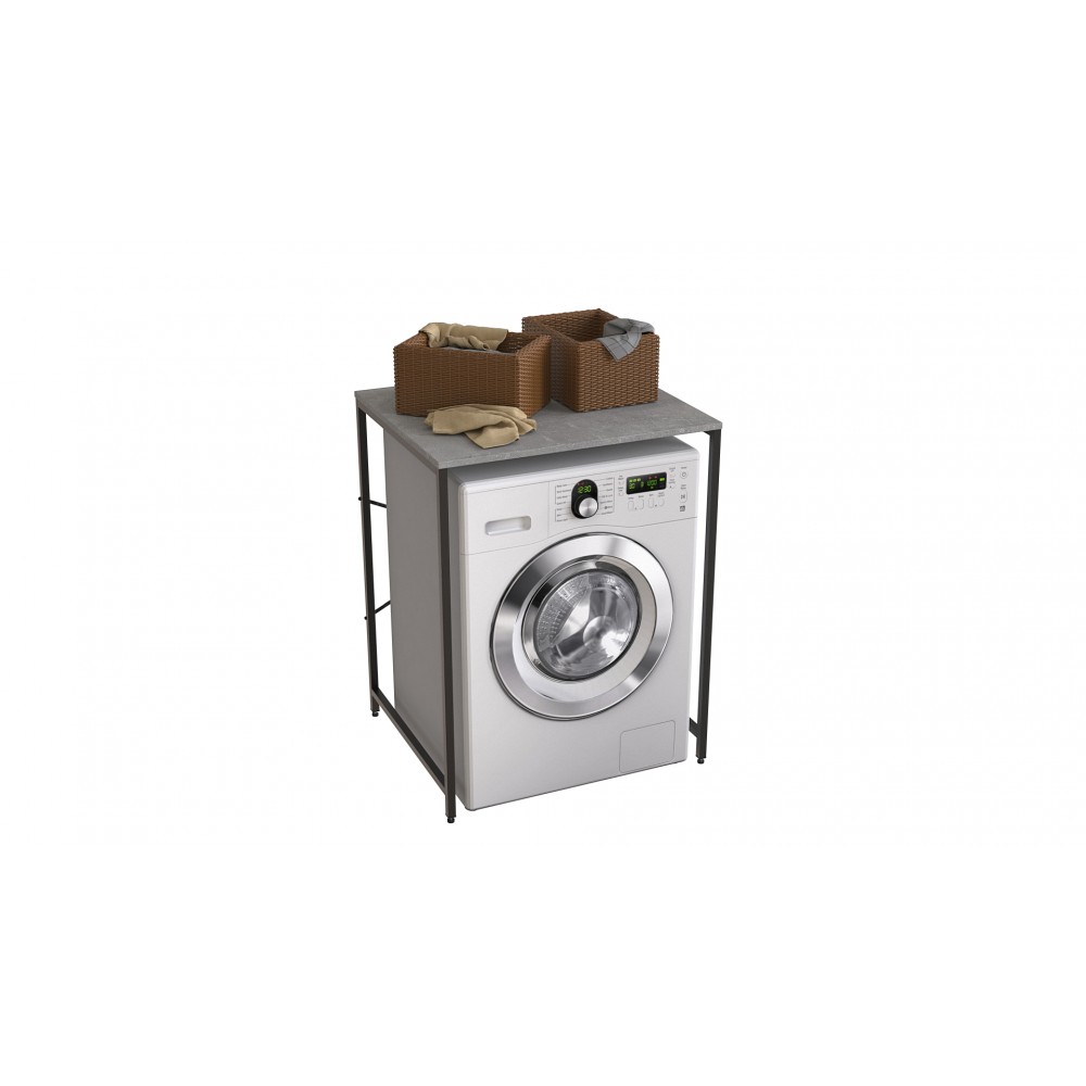 Стеллаж полка Бафрум 401 Ferrum-decor для стиральной машины 90x70,5x60,5 Черный металл ДСП Бетон 16 мм (FRD-107352)