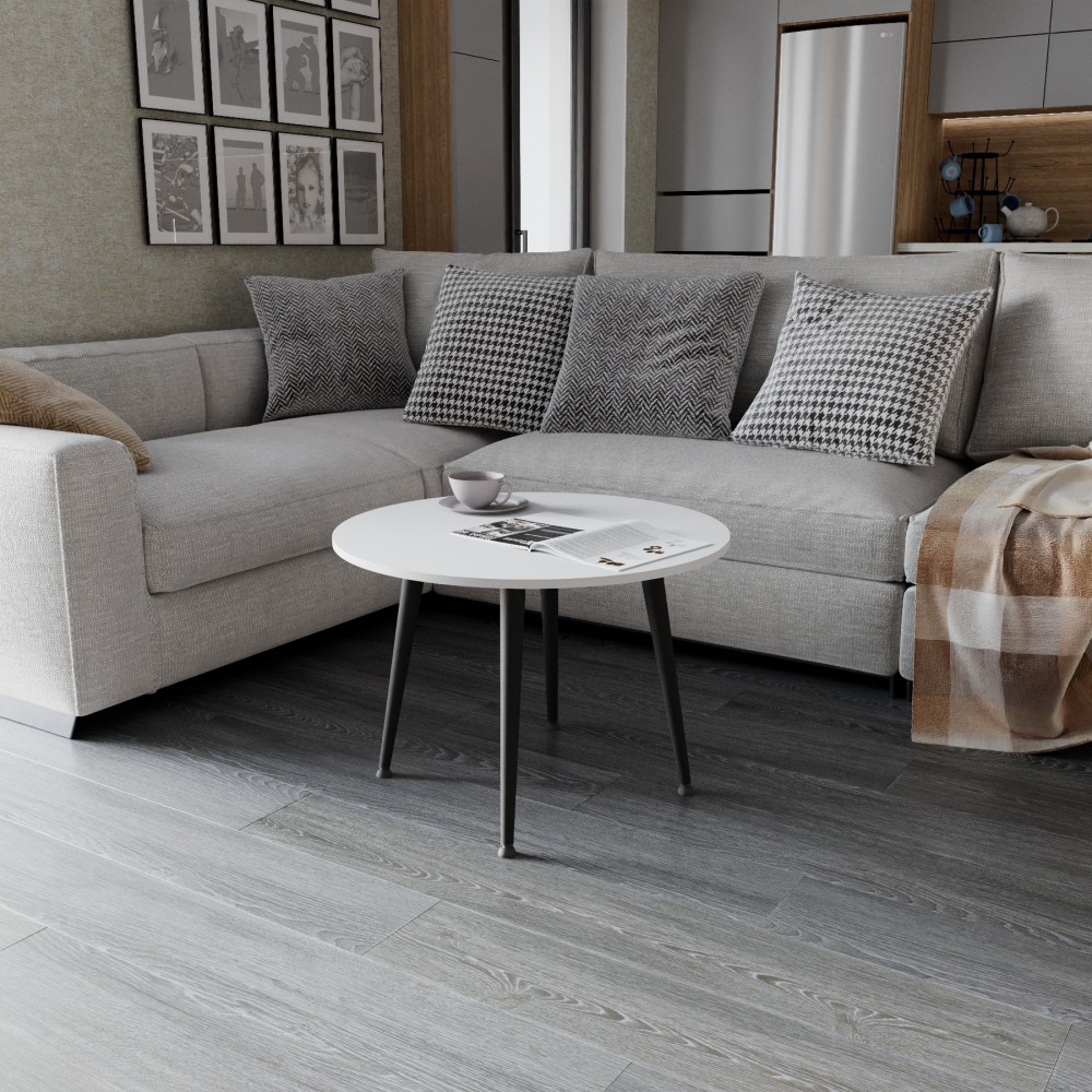 Журнальний круглий стіл OPTIMA 2 ніжки конусні Ferrum-decor 450x670x670 Чорний метал ДСП Білий 16 мм (FRD-107472)